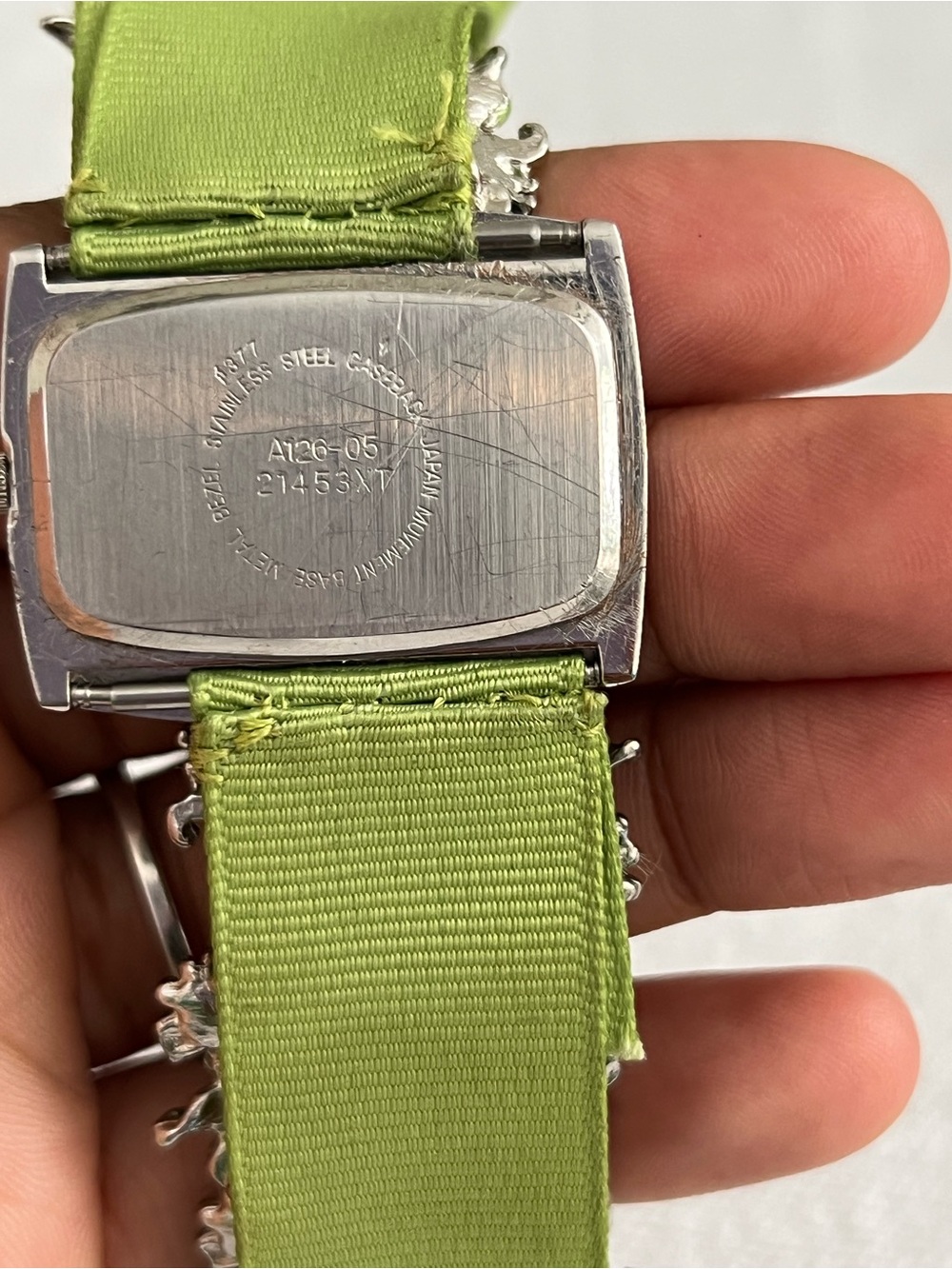 Vintage Y2K Green Floral Rhinestone Bracelet Watch - Picture 5 of 7